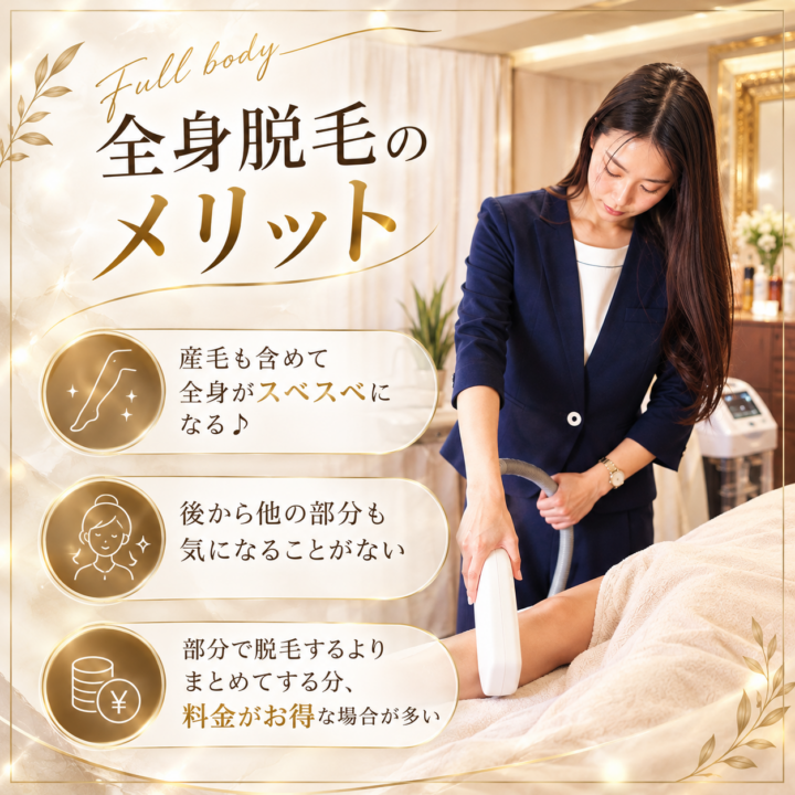 全身脱毛とパーツ脱毛、どちらから始めるべき？　六本松|女性専用|完全個室|シェービング付きの画像