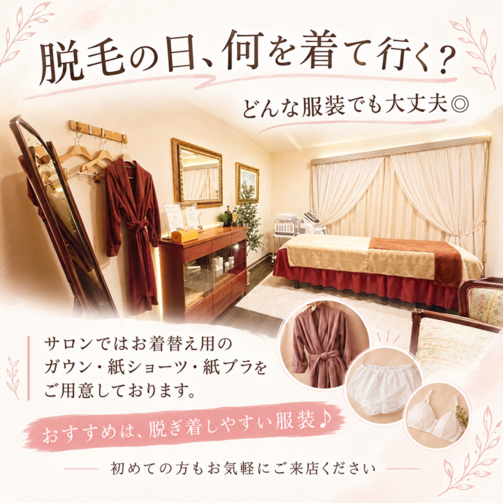 脱毛当日はどんな服装がおすすめ?福岡|福岡市|完全個室|女性専用の画像